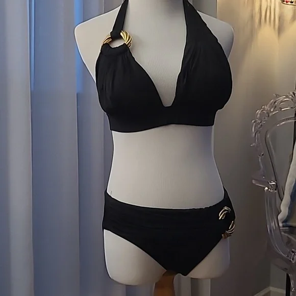 Aguaclara Designer Black Bikini 2 pc Made in Peru Size Medium - Picture 1 of 10